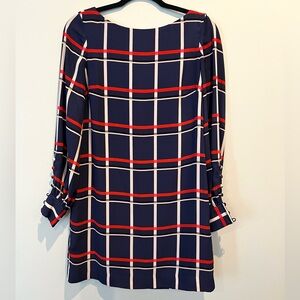 Banana Republic Navy Plaid Dress with Red Accents